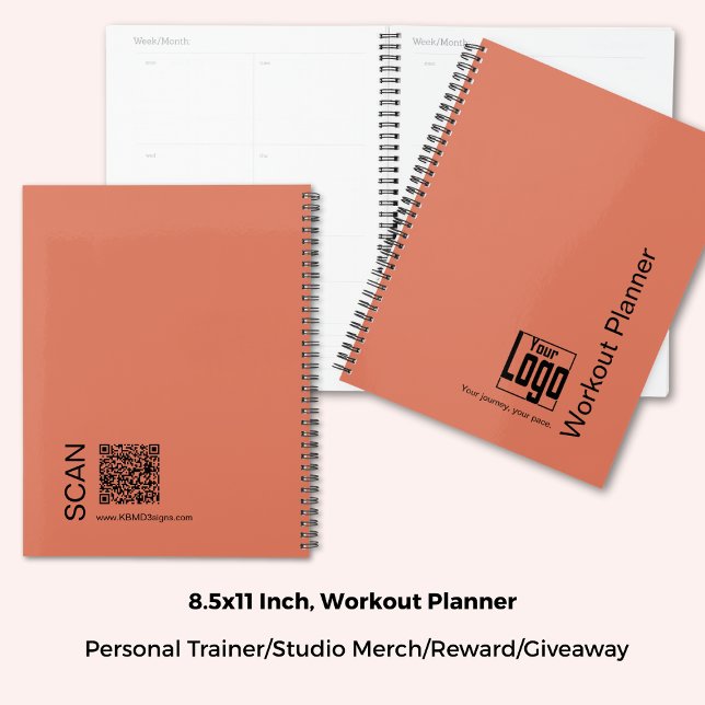 Minimal Orange Black Logo Motto Fitness Workout Planer (8.5x11 Inch, Minimal Orange Black Logo Motto Fitness Workout Planner)