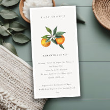 Minimal Orange Botanical Boho Baby Dusche einladen