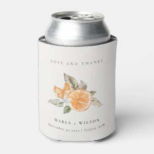 Minimal Orange Botanical Boho Liebe Dank Hochzeit Dosenkühler