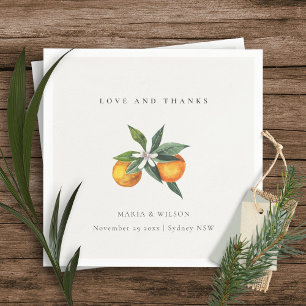 Minimal Orange Botanical Boho Liebe Dank Hochzeit Serviette