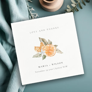 Minimal Orange Botanical Boho Liebe Dank Hochzeit Serviette