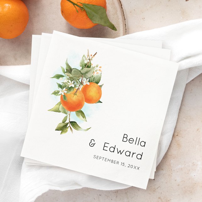 Minimal Orange Botanical Boho Wedding Serviette (Von Creator hochgeladen)