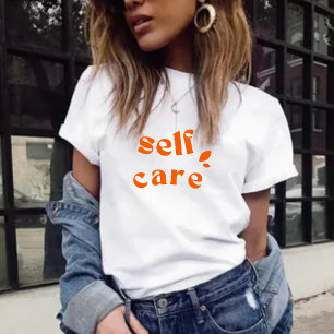 Minimal Orange Inspirierende Selbstfürsorge Frauen T-Shirt