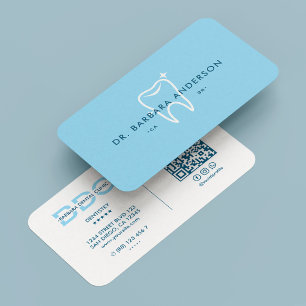 Minimal Orthodontist Dentist Sky Blue Tooth Visitenkarte