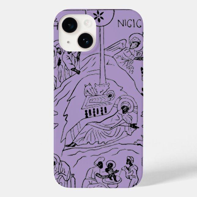 Minimal-Orthodoxe Krippe Case-Mate iPhone 14 Hülle (Rückseite)