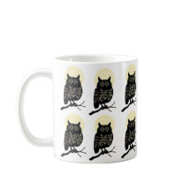 Minimal Owl Mug Black And White Forest Animal Moon