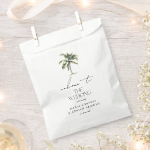 Minimal Palm Tree Tropical Beach Hochzeit Empfang Geschenktütchen