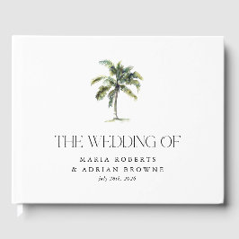 Minimal Palm Tree Tropical Beach Hochzeit Gästebuch