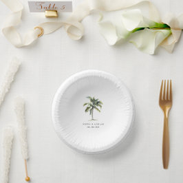 Minimal Palm Tree Tropical Beach Hochzeit Pappteller