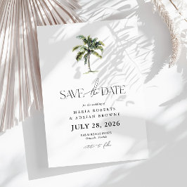 Minimal Palm Tree Tropical Beach Hochzeit Save The Date