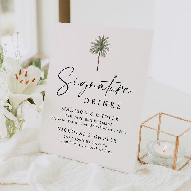 Minimal Palm Tree Wedding Signature Drinks Sockelschild (Von Creator hochgeladen)