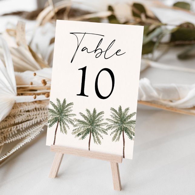 Minimal Palm Tree Wedding Tischnummer (Von Creator hochgeladen)