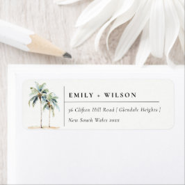 Minimal Palm Trees Watercolor Tropische Adresse