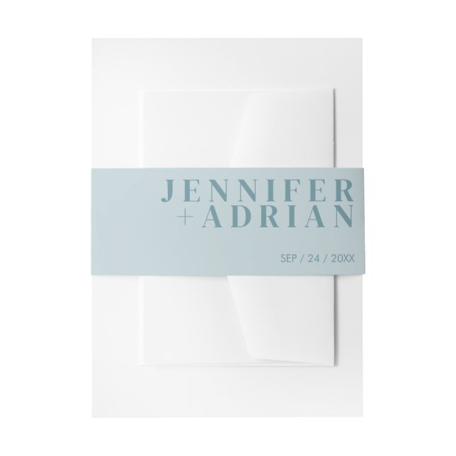 Minimal Pastel Blue Invitation Bauchband Einladungsbanderole (Vorderseite Beispiel)