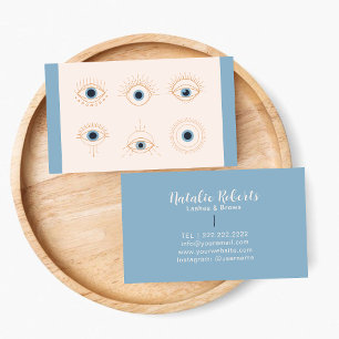 Minimal Pastel Blue & Pink Eyelashes Schönheitssal Visitenkarte