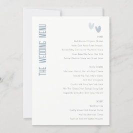 Minimal Pastel Dusky Blue Hearts Wedding Menu Card Einladung