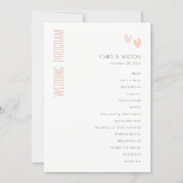 Minimal Pastel Dusky Pink Hearts Wedding Programm