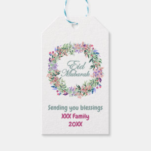 Minimal Pastel Floral Eid Mubarak Personalisiert Geschenkanhänger