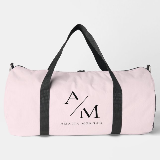 Minimal Pastel Pink Initial & Personalisiert Duffle Bag (Vorderseite)