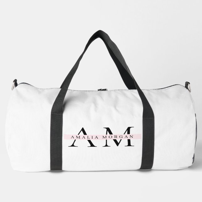 Minimal Pastel Pink Initial & Personalisiert Duffle Bag (Vorderseite)