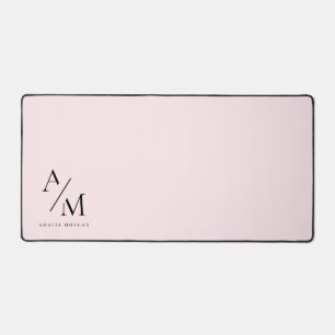 Minimal Pastel Pink Initial & Personalisiert Schreibtischunterlage