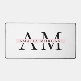 Minimal Pastel Pink Initial & Personalisiert Schreibtischunterlage