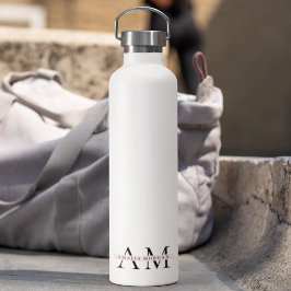 Minimal Pastel Pink Initial & Personalisiert Trinkflasche