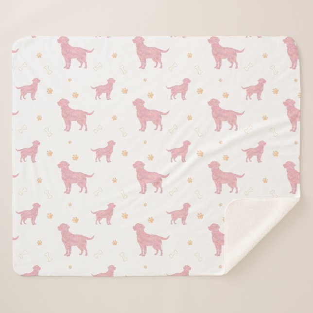 Minimal Pastel pink Labrador Retriever Blanket Sherpadecke (Vorderseite (Horizontal))