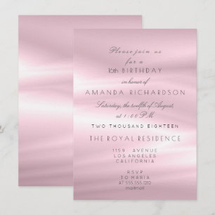 Minimal Pastel Pink Lilac Pearl Birthday Glitzer Einladung