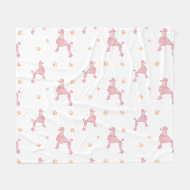 Minimal Pastel Pink Poodle Silhouette Blanket Fleecedecke (Vorderseite (Horizontal))