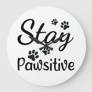 Minimal Paw Print Cat Shir, Cute Pet Lover Animal. Große Wanduhr