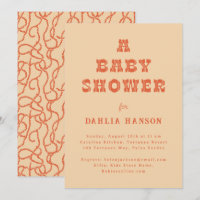 Minimal Peach Orange Western Babydusche