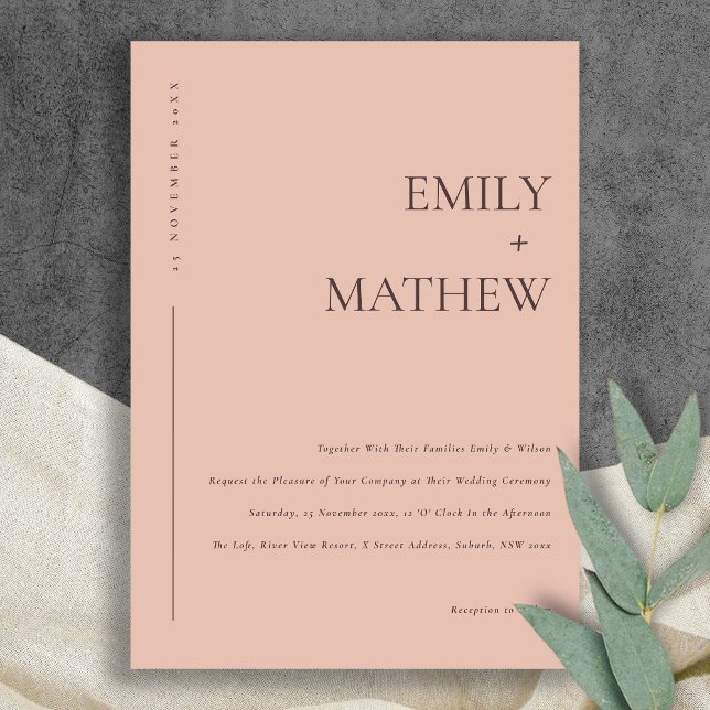 MINIMAL PEACH RUST ORANGE TYPOGRAPHY WEDD EINLADUNG (Von Creator hochgeladen)