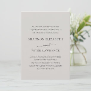 Minimal Pebble Gray Formal Hochzeit Einladung