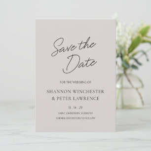 Minimal Pebble Gray Formal Hochzeit Save The Date