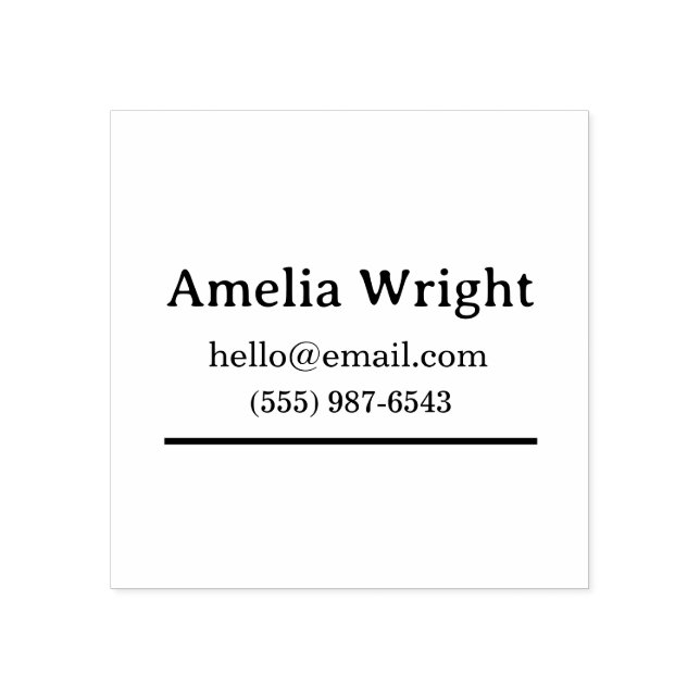 Minimal Personal Address Stamp Name, Email & Phone Gummistempel (Prägung)