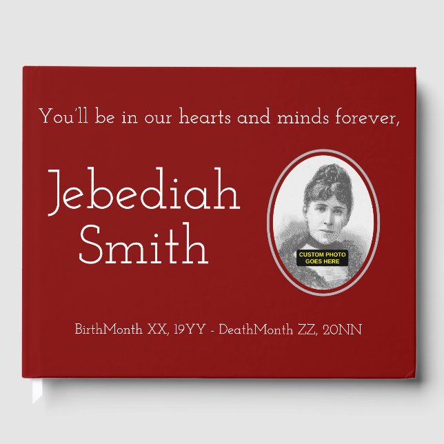 Minimal & Personalisiert Memorial Guestbook Gästebuch (Vorderseite)