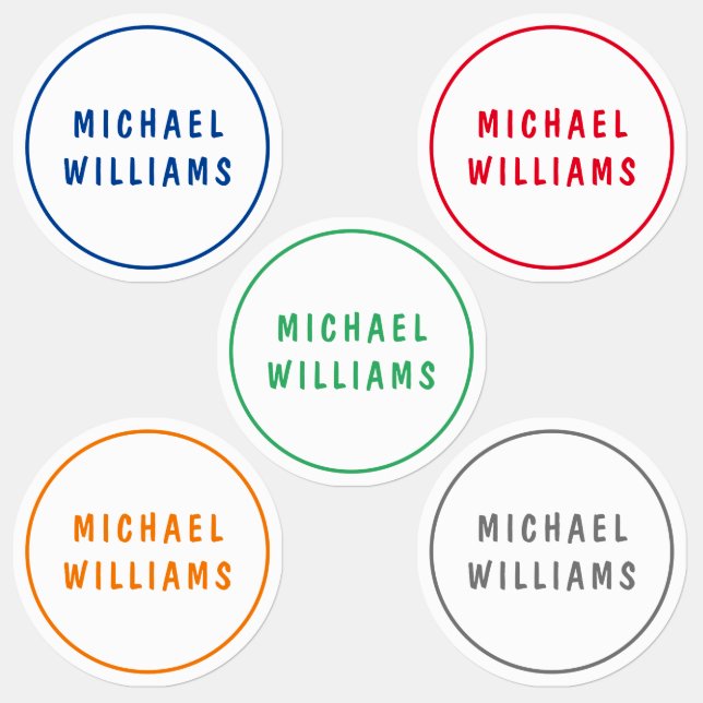 Minimal Personalisierte Boy Name Closing Etiketten (Gruppe)