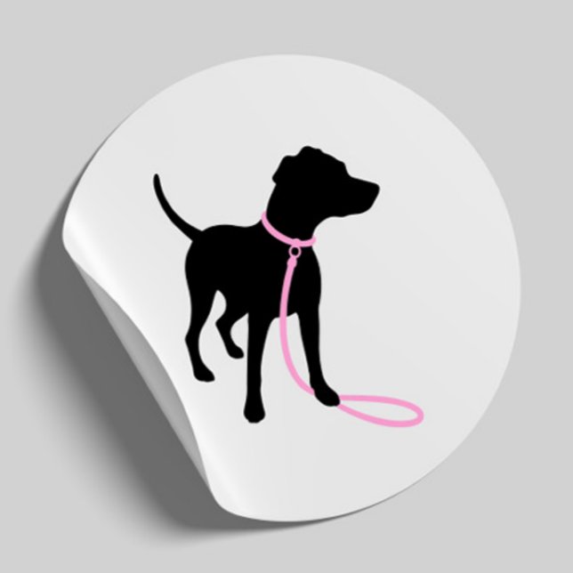 Minimal Pet Silhouette Dog Walking Classic Runder Aufkleber (Von Creator hochgeladen)