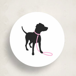 Minimal Pet Silhouette Dog Walking Classic Runder Aufkleber