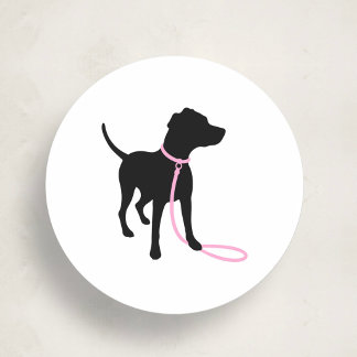 Minimal Pet Silhouette Dog Walking Classic Runder Aufkleber
