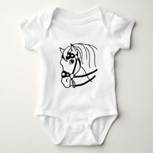Minimal Pferdekopf Retrostil Tierart Baby Strampler