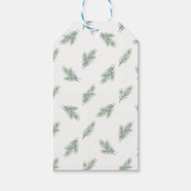 Minimal Pine Corporate Christmas Pattern Geschenkanhänger (Vorderseite)