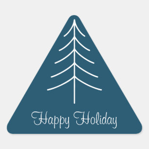 Minimal Pine Weihnachtsbaum Typografie Navy Blue Dreieckiger Aufkleber