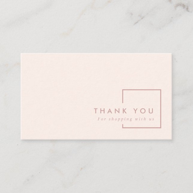 MINIMAL PINK BLUSH RECTANGLE DANK DANK IHNEN LOGIE VISITENKARTE (Vorderseite)