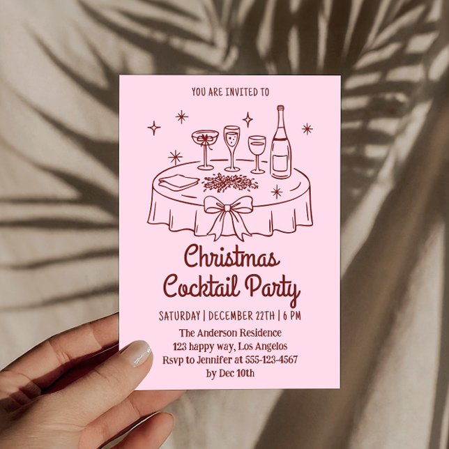 Minimal Pink Christmas Cocktail Party Invitation (Créateur téléchargé)