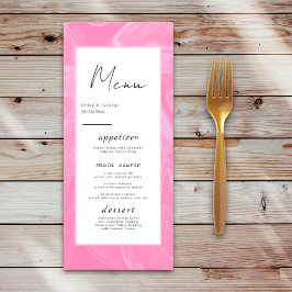 Minimal Pink Kalligraphie Abstrakte Hochzeit Menükarte