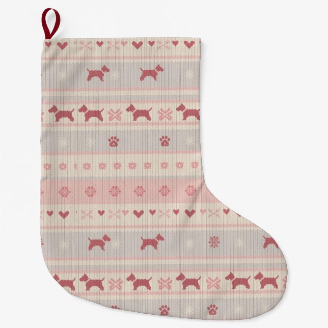 Minimal Pink Scandinavian Dog Stocking | Nordic Großer Weihnachtsstrumpf (Vorderseite)