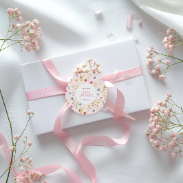 Minimal Pink Wildblume Girl Dusche Danke Runder Aufkleber