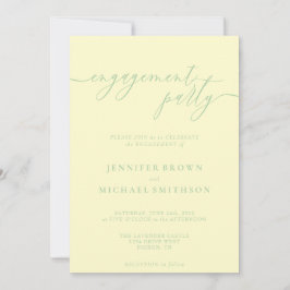 Minimal Pistachio & Cream Elegant Engagement Party Einladung